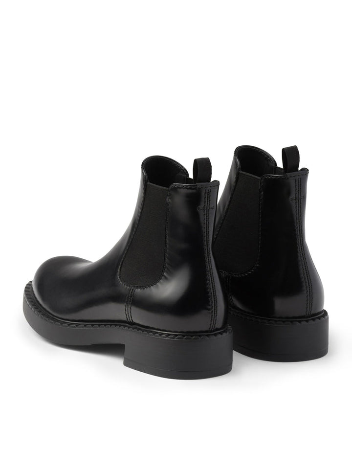 Prada Men Brushed Leather Chelsea Boots