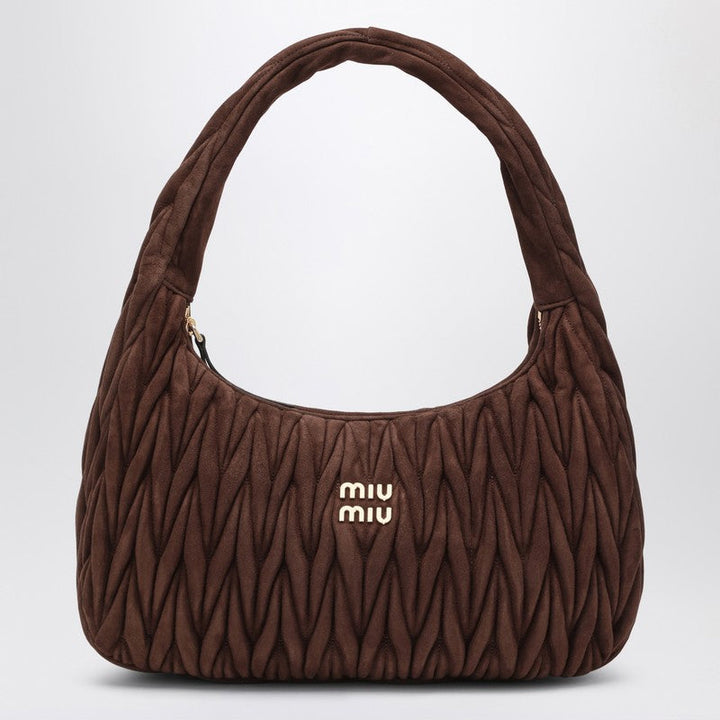 Miu Miu Wander Xl Bag Cocoa Colour In Quilted Suede Women