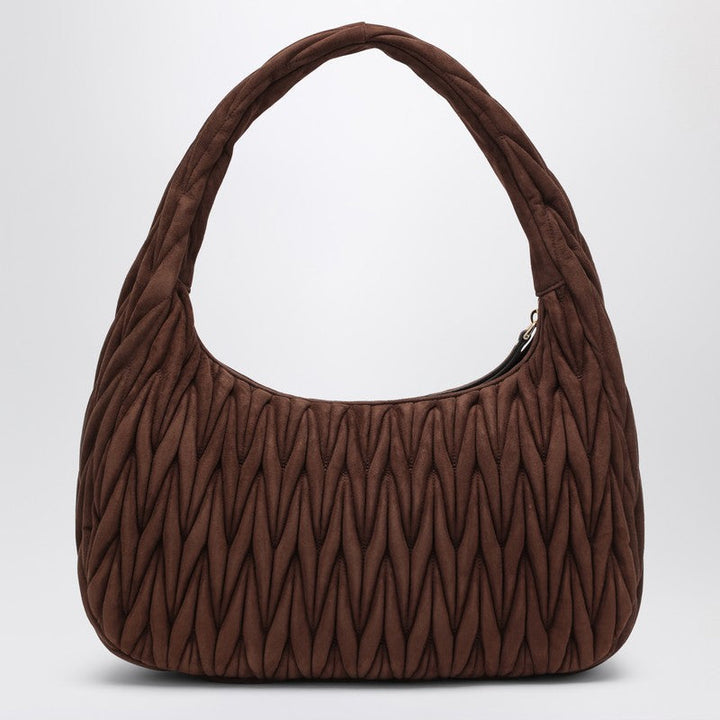 Miu Miu Wander Xl Bag Cocoa Colour In Quilted Suede Women