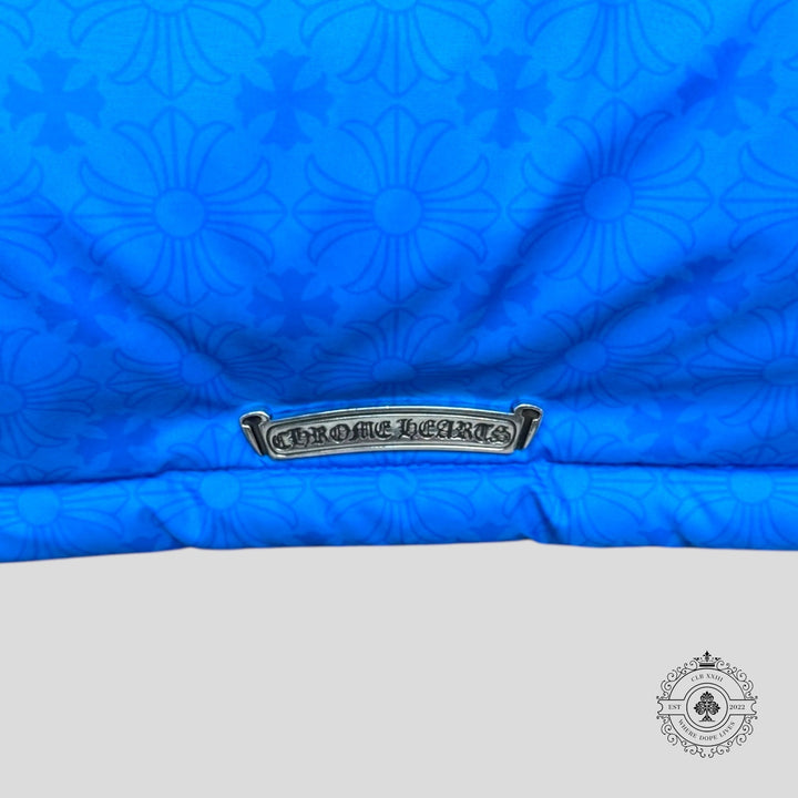 Chrome Heart Plus Pattern Puffer Jacket in Blue