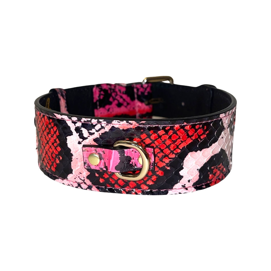 Fuchsia/Light Pink/Red &amp; Black Snake Classic Collar