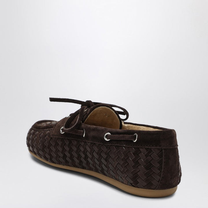 Miu Miu Brown Leather And Suede Woven Moccasins Women
