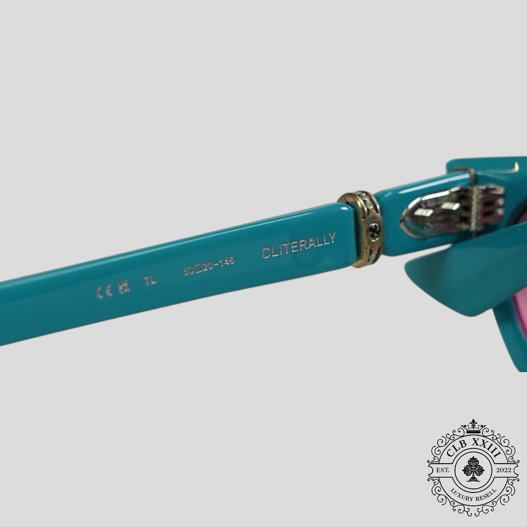 Chrome Hearts Cliterally Diamond Embellished Glasses in Blue/Silver