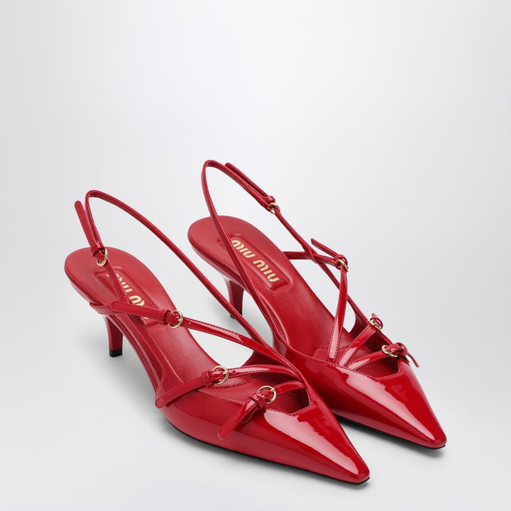 Miu Miu Red Patent Leather Slingback Décolleté With Buckles Women