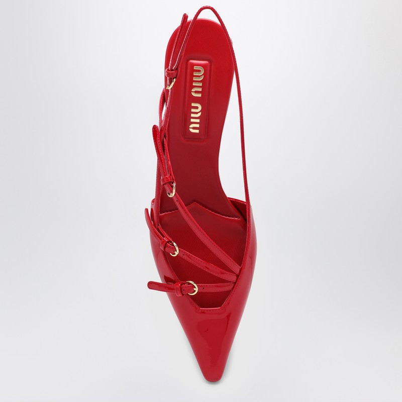 Miu Miu Red Patent Leather Slingback Décolleté With Buckles Women