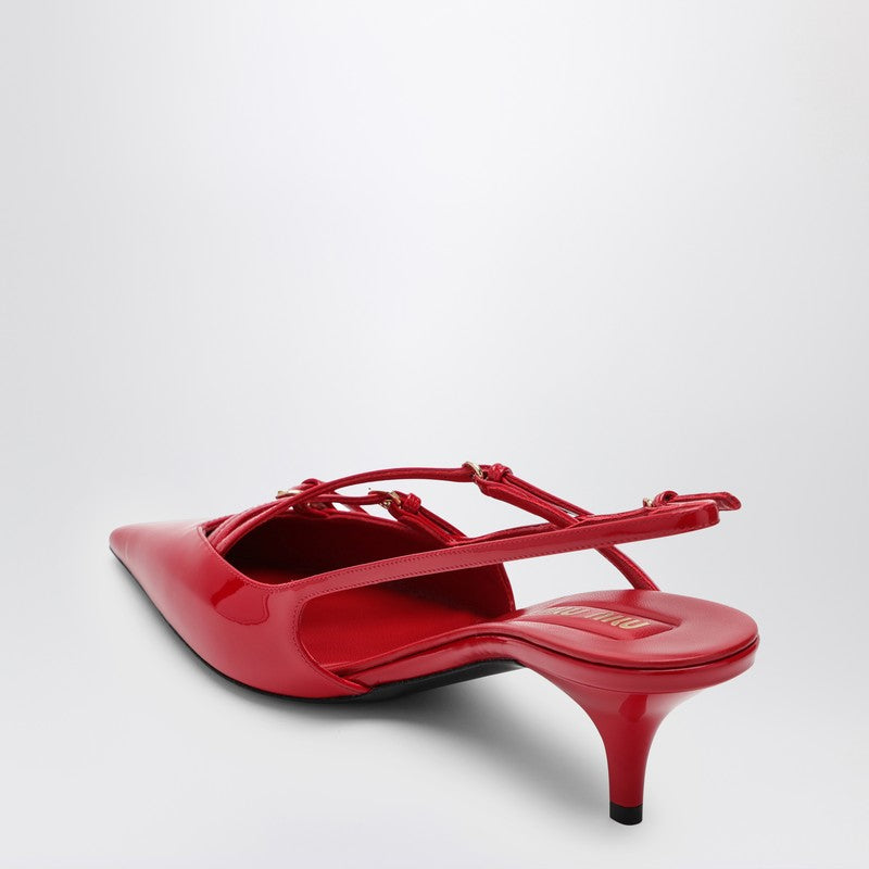 Miu Miu Red Patent Leather Slingback Décolleté With Buckles Women