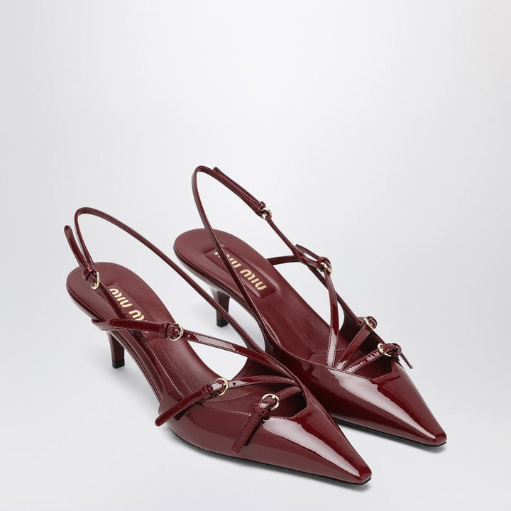 Miu Miu Slingback Deep Purple In Patent Leather With Buckles Women