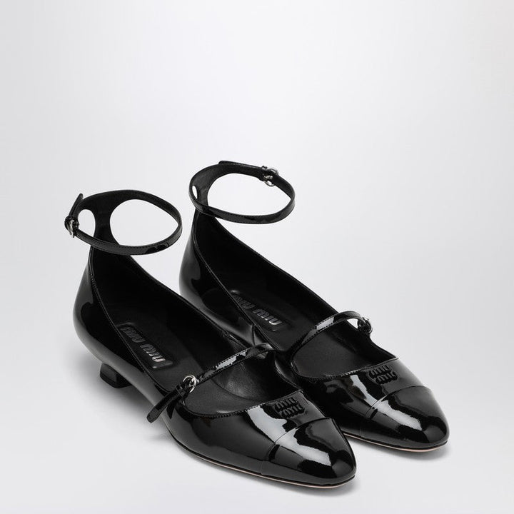 Miu Miu Black Patent Leather Décolleté With Logo Women