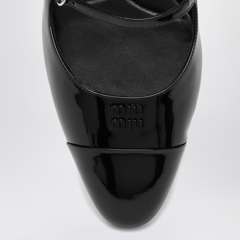 Miu Miu Black Patent Leather Décolleté With Logo Women