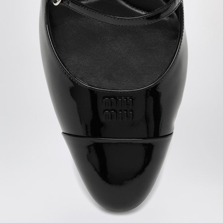 Miu Miu Black Patent Leather Décolleté With Logo Women
