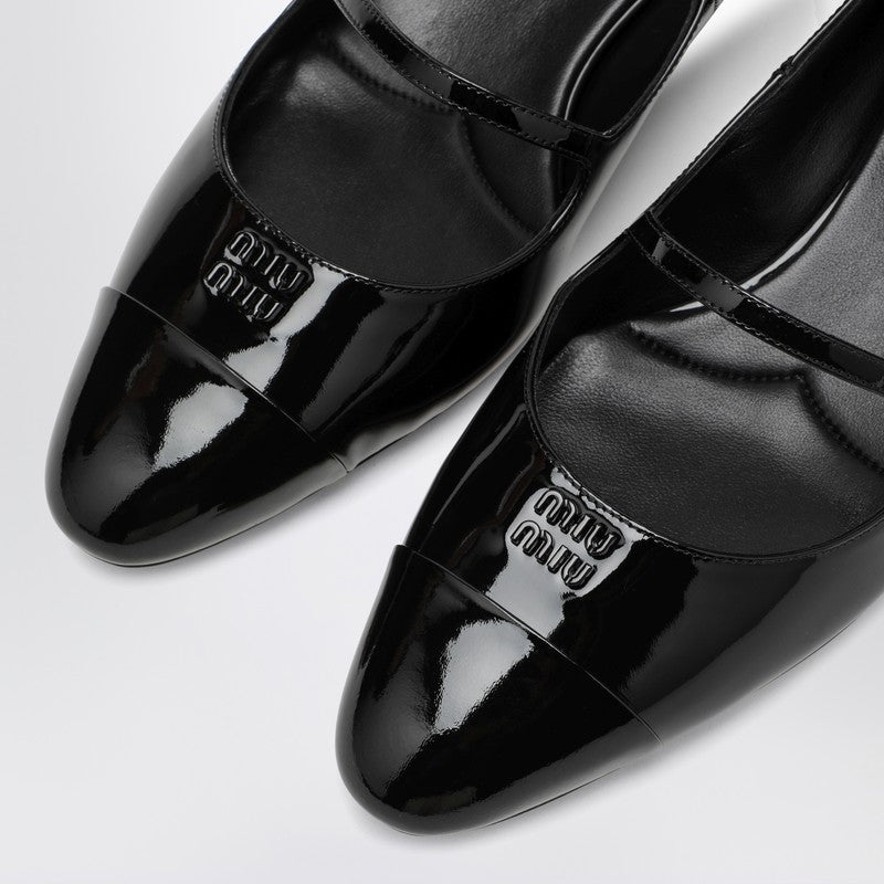Miu Miu Black Patent Leather Décolleté With Logo Women