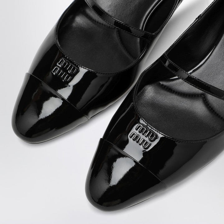 Miu Miu Black Patent Leather Décolleté With Logo Women