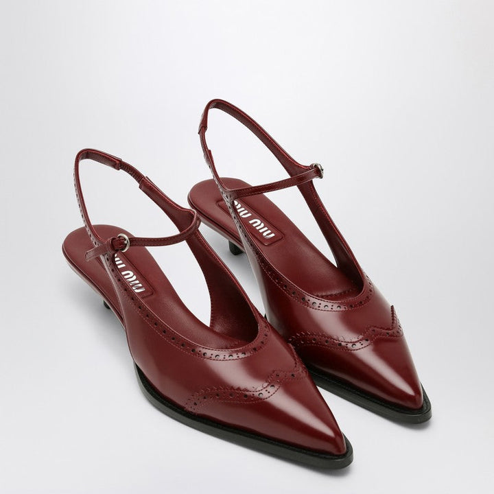Miu Miu Brogue Bordeax Brushed Leather Pumps Women