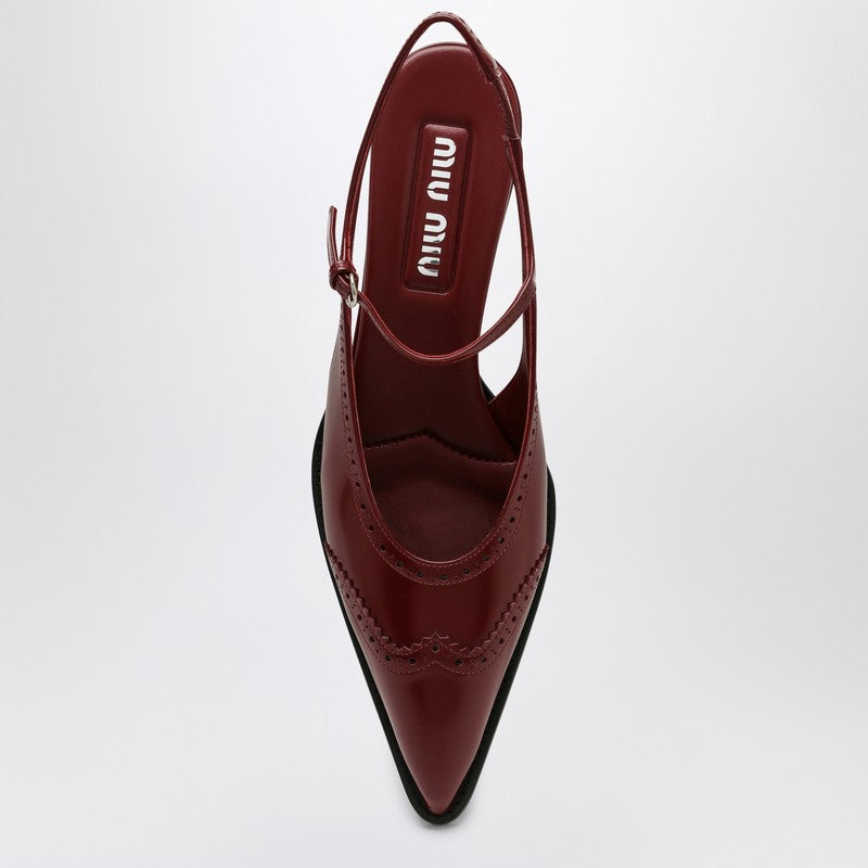 Miu Miu Brogue Bordeax Brushed Leather Pumps Women