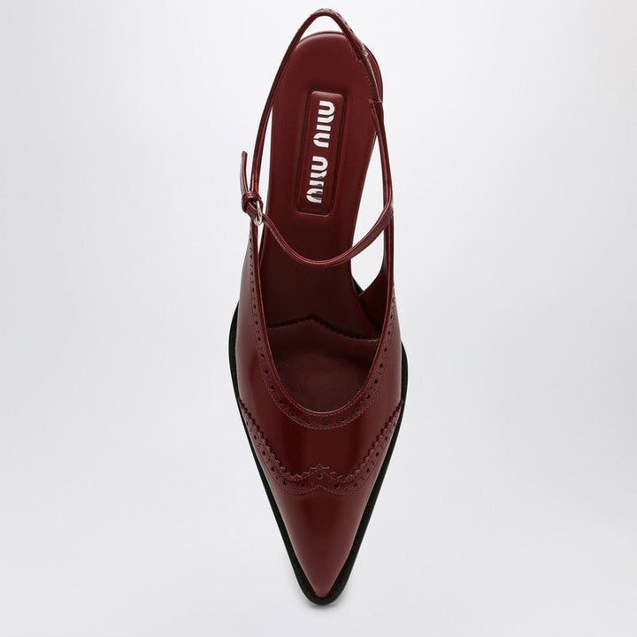Miu Miu Brogue Bordeax Brushed Leather Pumps Women