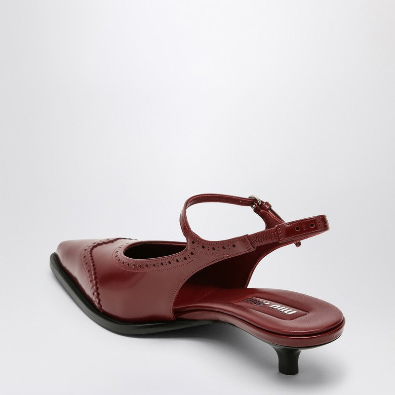 Miu Miu Brogue Bordeax Brushed Leather Pumps Women