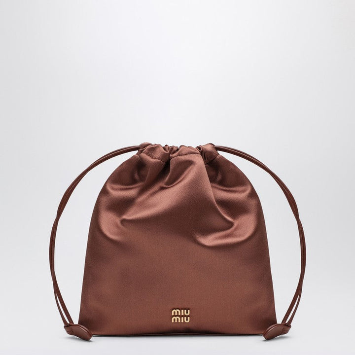 Miu Miu Cocoa-Coloured Satin Pouch Women