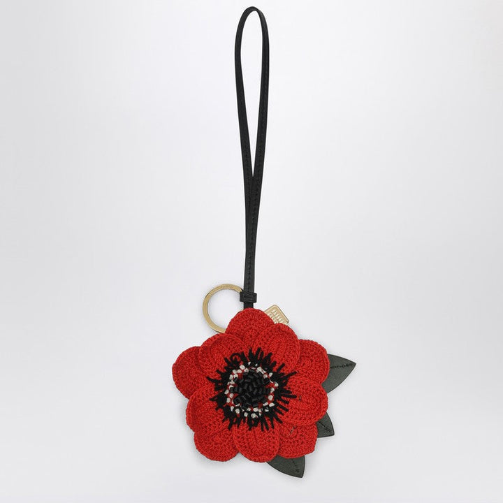 Miu Miu Red Trick Keychain In Crochet And Leather Women
