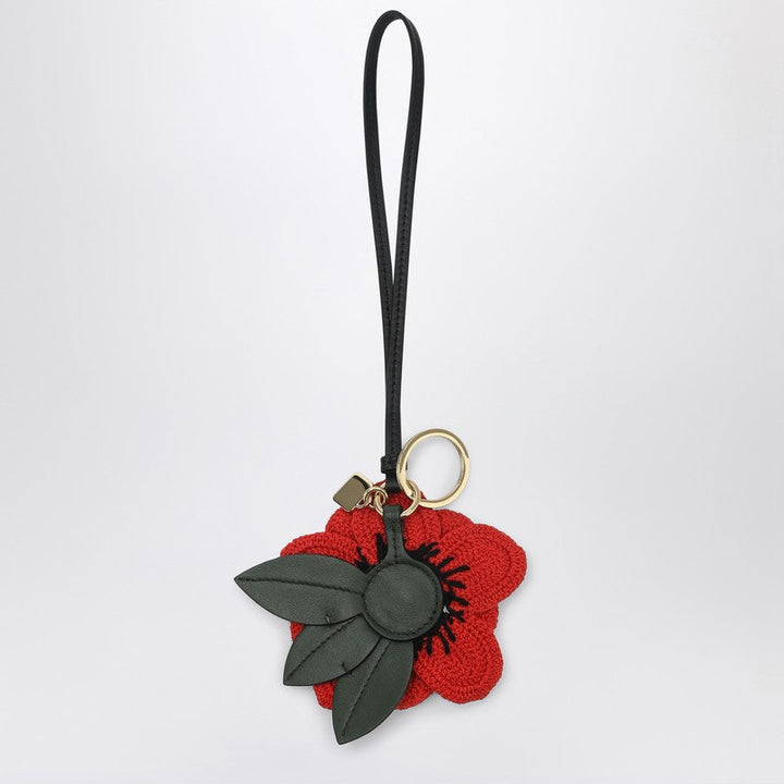 Miu Miu Red Trick Keychain In Crochet And Leather Women