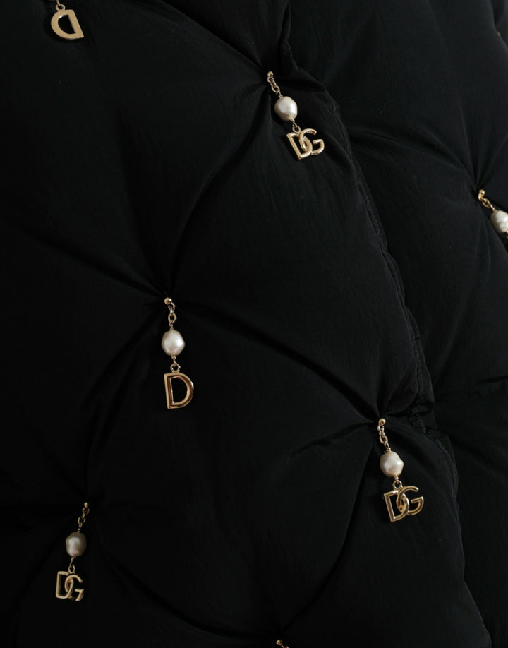 DOLCE & GABBANA Elegant Quilted Jacket with Pearl Embellishment
