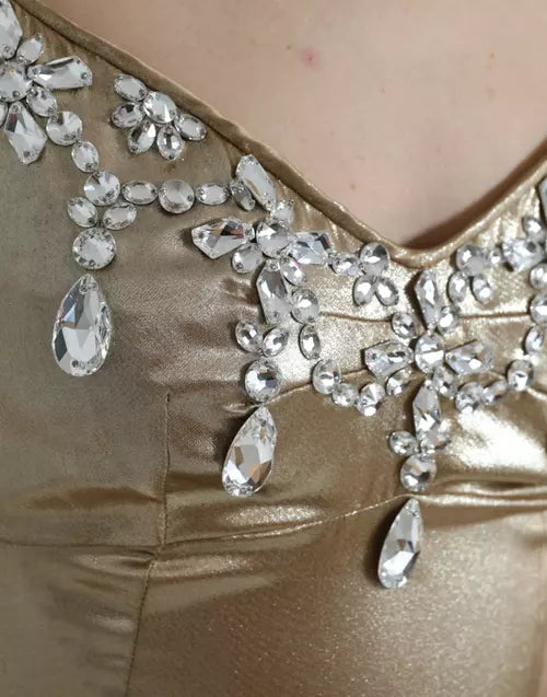 Dolce & Gabbana METALLIC GOLD CRYSTAL EMBELLISHED GOWN DRESS