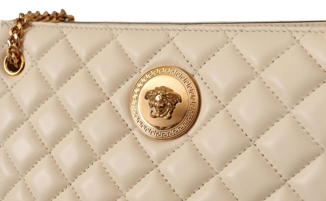 Bolso tote elegante de piel napa acolchada color blanco de VERSACE