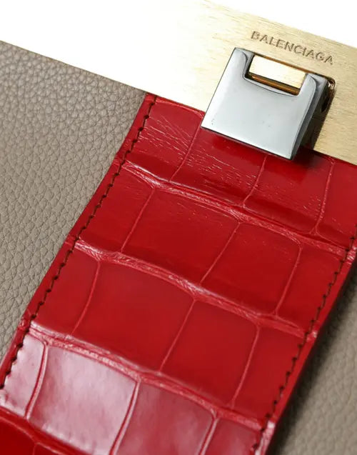 BOLSO BALENCIAGA DE PIEL EXÓTICA BICOLOR BEIGE Y ROJO