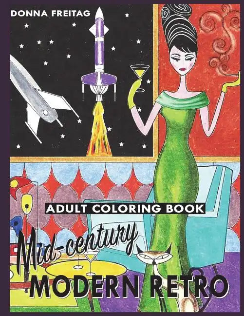 Mid-century Modern Retro Adult Coloring Book - Paperback