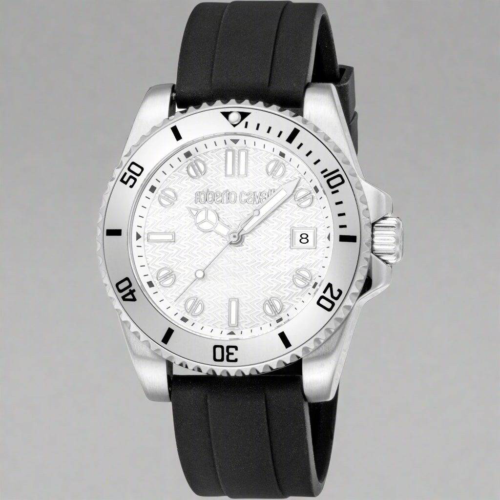Roberto Cavalli men's white dial day date Watches