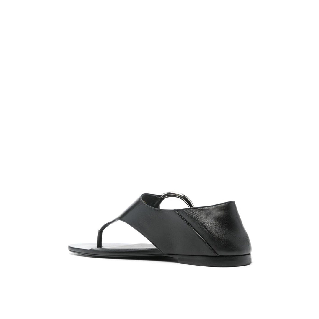 Saint Laurent Ring Leather Flat Sandals Women