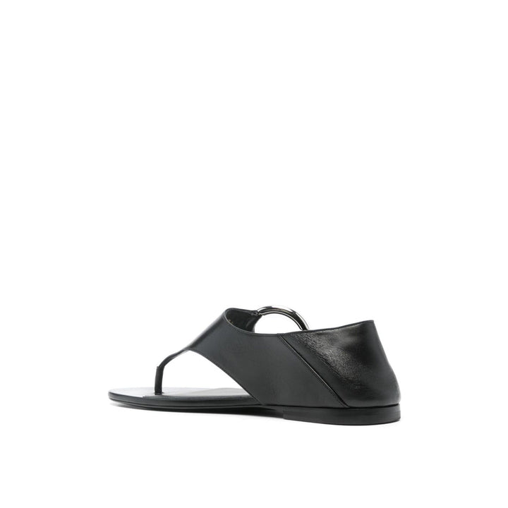 Saint Laurent Ring Leather Flat Sandals Women