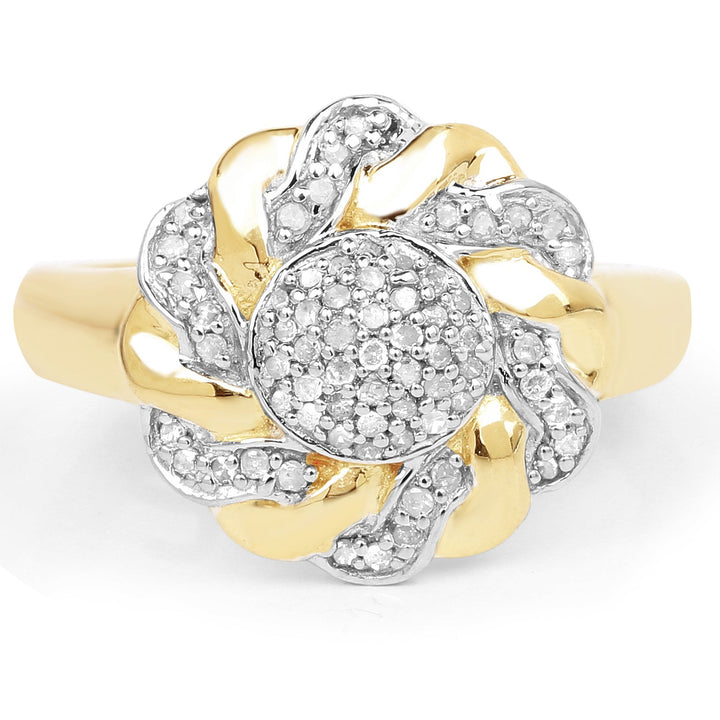 14K Yellow Gold Plated 0.28 Carat Genuine White Diamond .925 Sterling Silver Ring