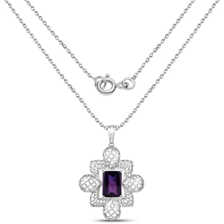 7.80 Carat Genuine Amethyst .925 Sterling Silver Pendant