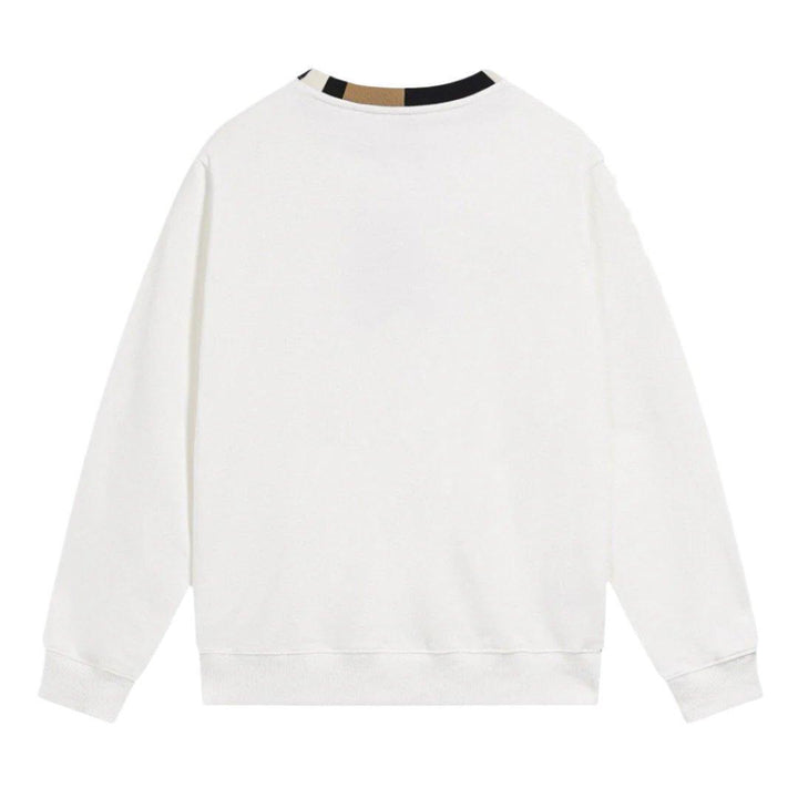 BURBERRY JARRAD WHITE COTTON ICON STRIPE COLLAR RED LOGO SWEATER