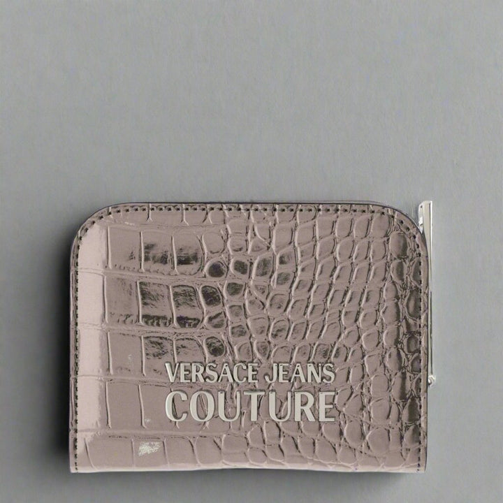 Versace Jeans Couture wallet for women in synthetic leather, featuring a gold emblem and sleek crocodile pattern.