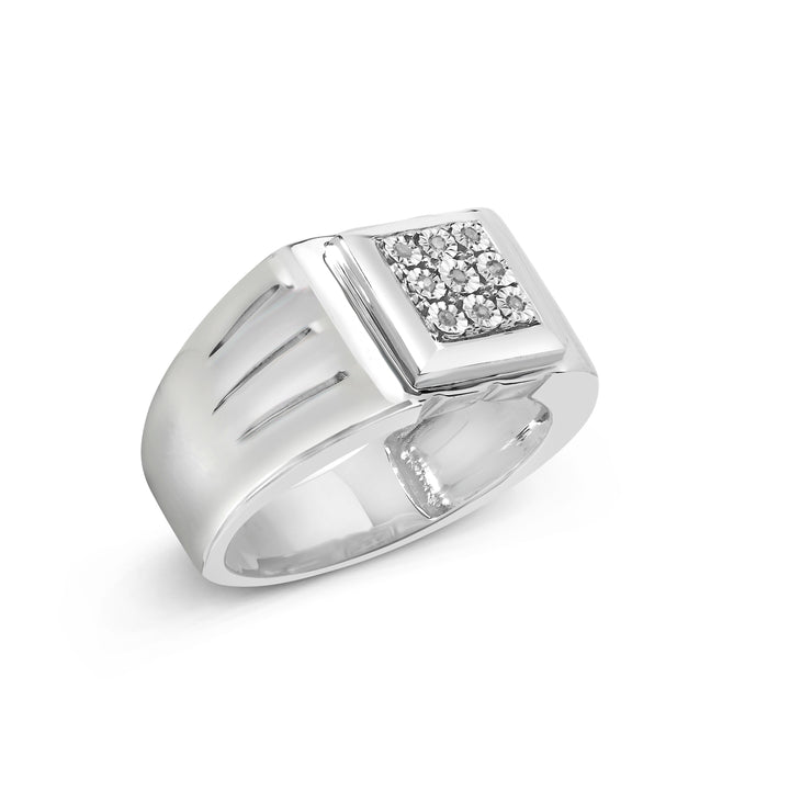 .925 Sterling Silver Diamond Accent Miracle-Set 9 Stone Ridged Band Gentlemen's Fashion Ring (I-J Color, I3 Clarity) - Size 10