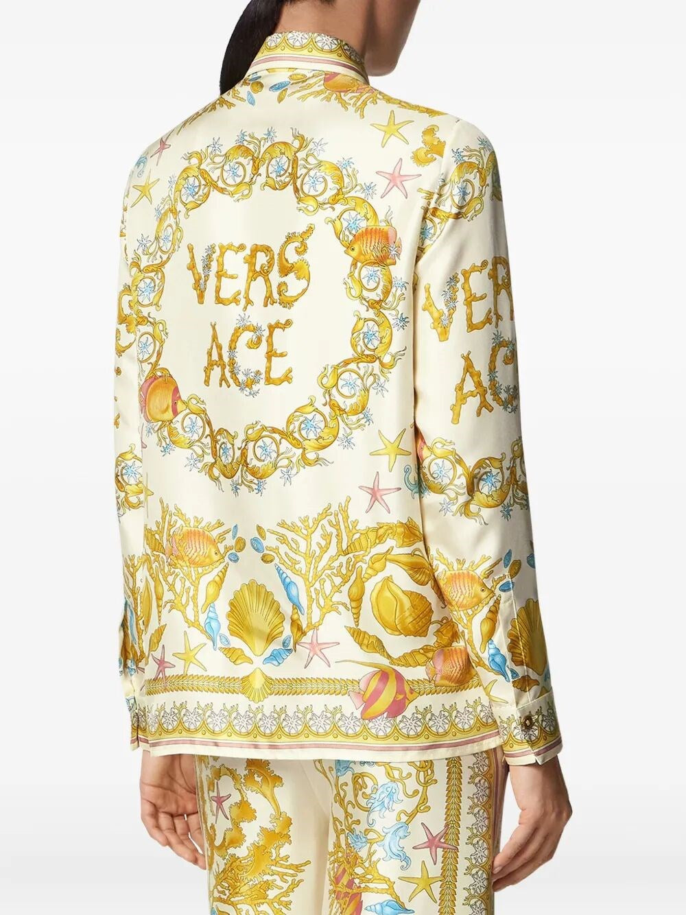 Versace Women Formal Shirt `Underwater Barocco Foulard` On Silk Twill