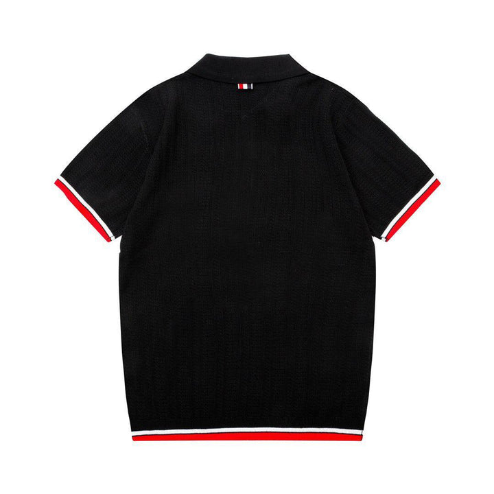 Thom Browne Black T-Shirt with Collar