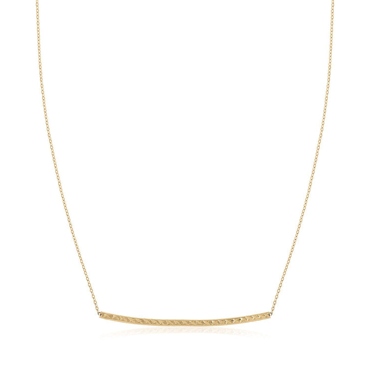 14k Yellow Gold Thin Textured Bar Necklace