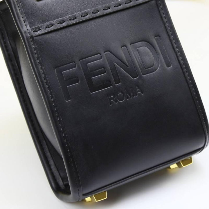 Fendi  Vitello King Plexiglass Logo Embossed Mini Fendi Sunshine Shopper Tote