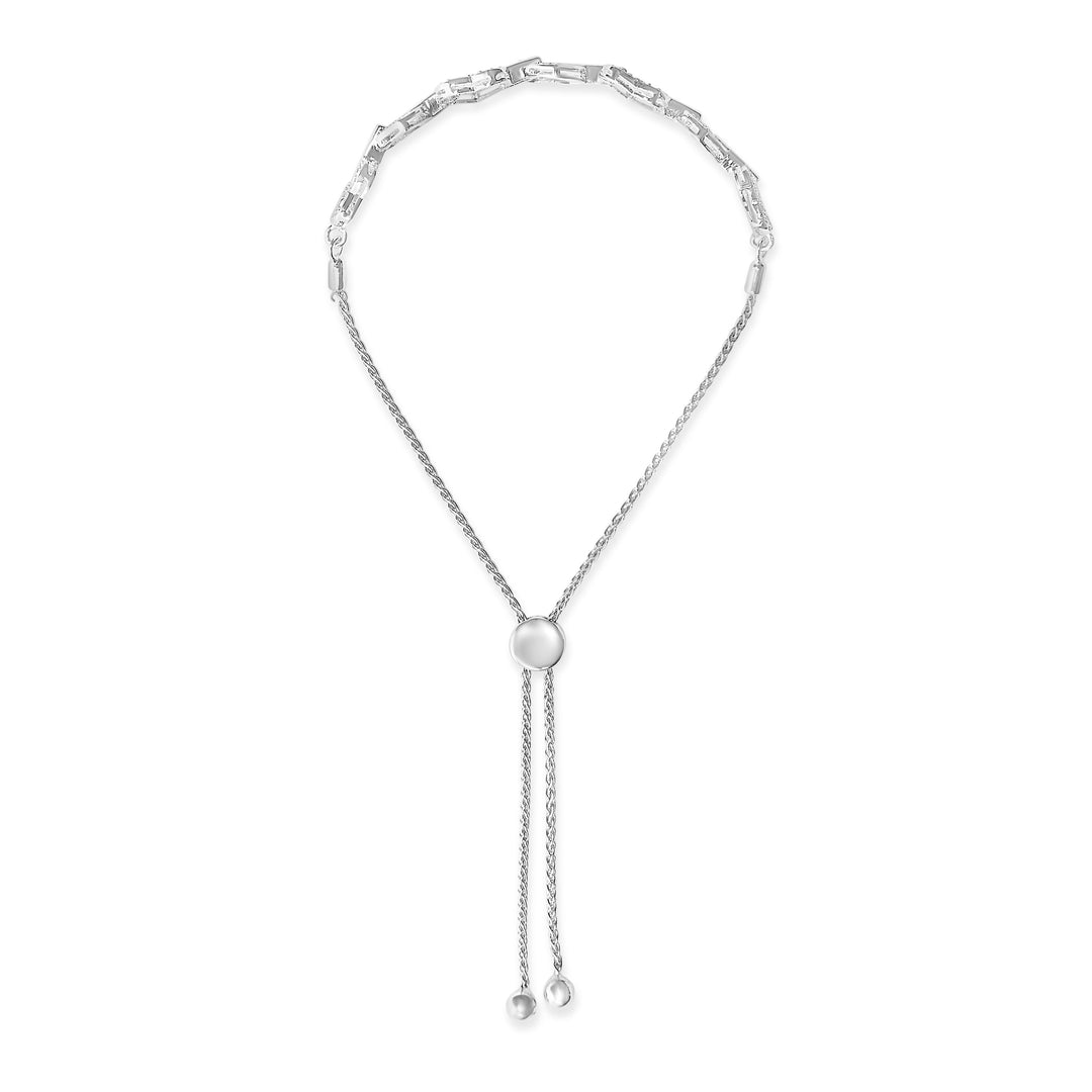 .925 Sterling Silver 1/2 Cttw Diamond Alternating Heart Link Adjustable Bolo Bracelet (I-J Color, I3 Clarity) - 4" to 10" Inches