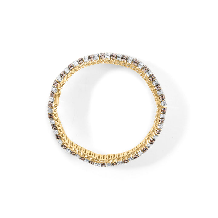 10K Yellow Gold 10-1/3 Cttw Alternating Coco Color and White Diamond 5 Row Tennis Bracelet (Brown/H-I Color, SI1-SI2 Clarity) - Size 7.25