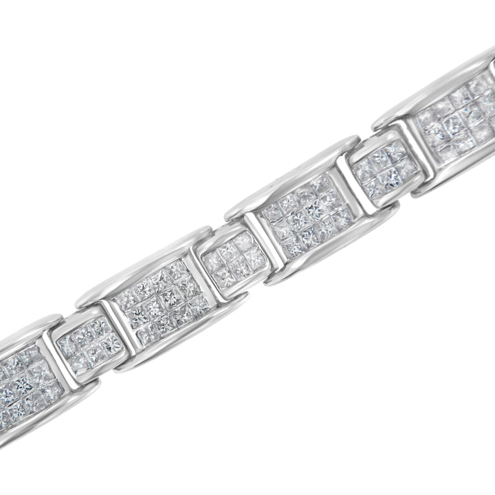18K White Gold 5.0 Carat Princess Diamond Buckle Link Bracelet