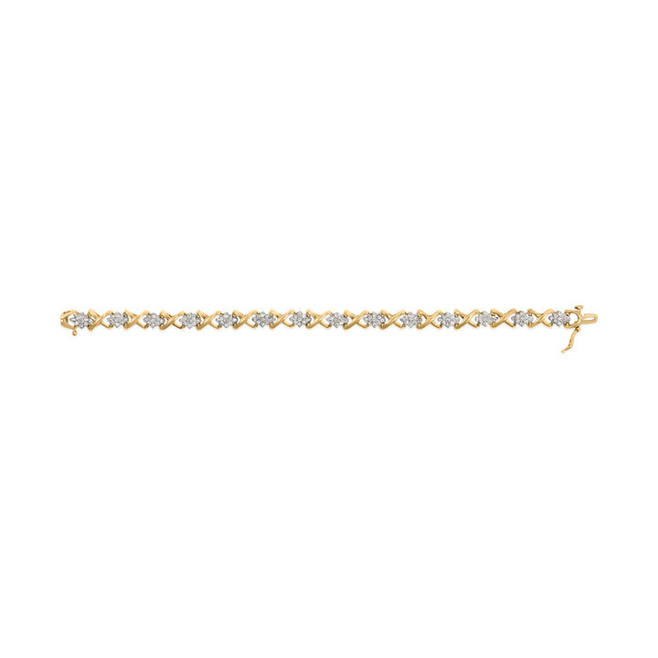 10k Yellow Gold Plated .925 Sterling Silver 2.00 Cttw Round-Cut Diamond Link 7" Bracelet (H-I Color, I2-I3 Clarity)