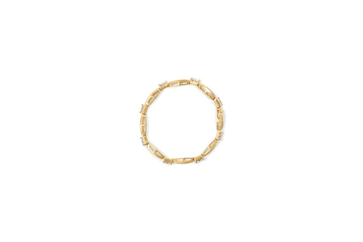 14K Yellow Gold Princess and Baguette Cut Diamond Beaded Bracelet (3.00 cttw, H-I Color, SI1-SI2 Clarity)