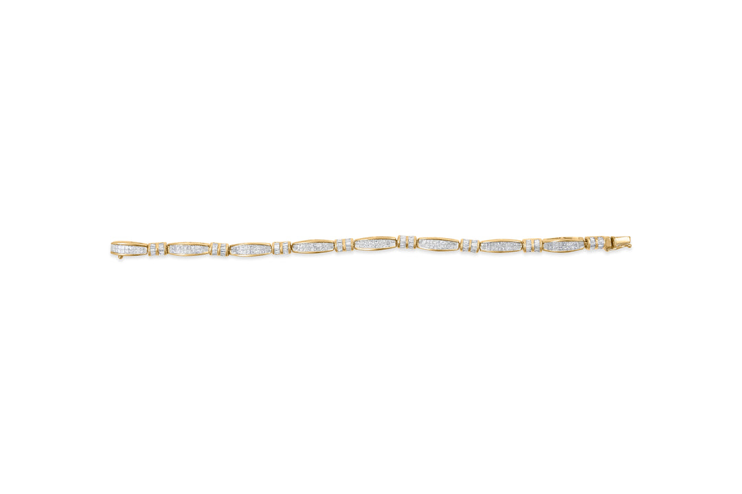 14K Yellow Gold Princess and Baguette Cut Diamond Beaded Bracelet (3.00 cttw, H-I Color, SI1-SI2 Clarity)