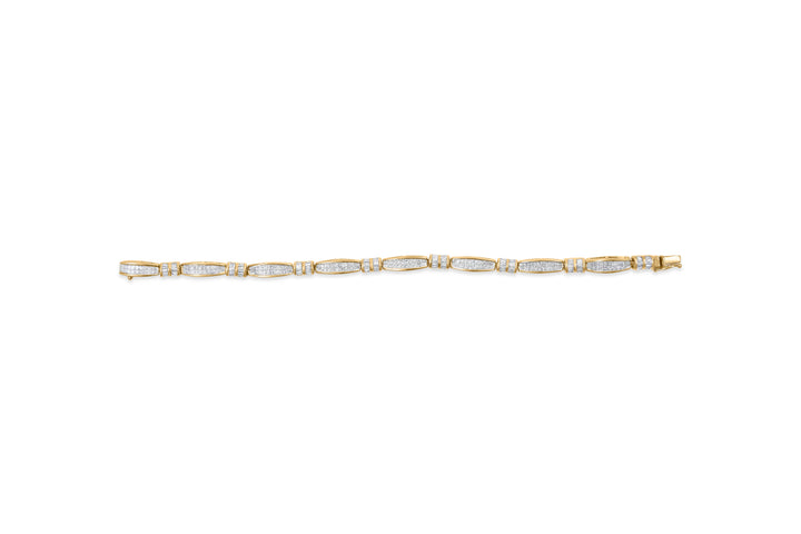14K Yellow Gold Princess and Baguette Cut Diamond Beaded Bracelet (3.00 cttw, H-I Color, SI1-SI2 Clarity)