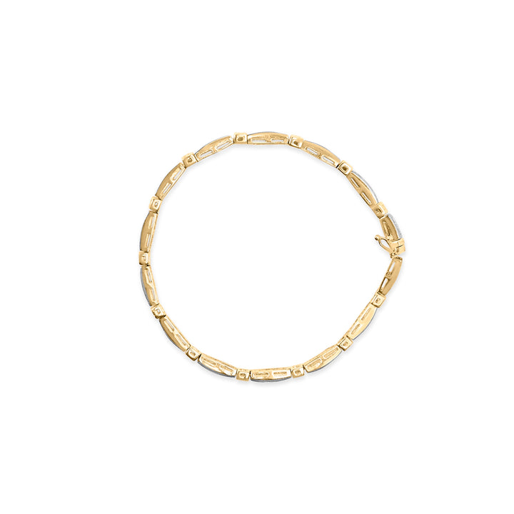 14K Yellow Gold 1.00 Cttw Baguette Diamond Channel Link Bracelet