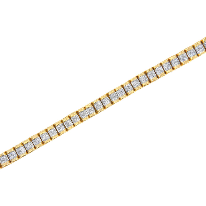 14K Yellow Gold 3.0 Cttw Princess Cut Quad Invisible Set Tennis Bracelet (H-I Color, SI1-SI2 Clarity) - 7â€
