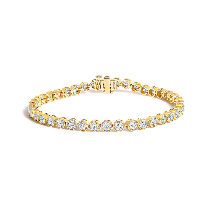 10K Yellow Gold 8.0 Cttw Bezel Set Round Diamond Tennis Bracelet